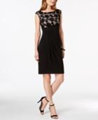Connected Cap-sleeve Soutache Faux-wrap Dress