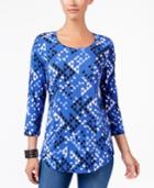 Jm Collection Petite Printed Shirttail-hem Top, Created For Macy's