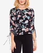 Vince Camuto Floral-print Tie-sleeve Top