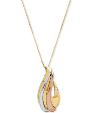 Tricolor Interlocking Teardrop 18 Pendant Necklace In 10k Gold, White Gold & Rose Gold