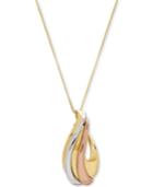 Tricolor Interlocking Teardrop 18 Pendant Necklace In 10k Gold, White Gold & Rose Gold