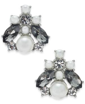 Charter Club Silver-tone Imitation Pearl, Stone & Crystal Stud Earrings, Created For Macy's