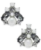 Charter Club Silver-tone Imitation Pearl, Stone & Crystal Stud Earrings, Created For Macy's