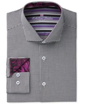 Michelsons Of London Men's Slim-fit Houndstooth Dress Shirt