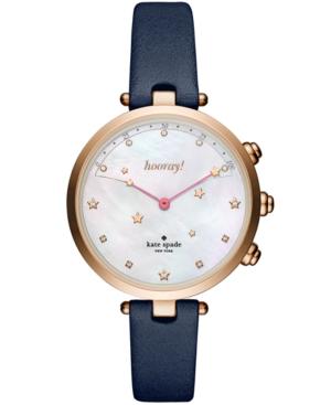 Kate Spade New York Women's Holland Slim Navy Leather Strap Hybrid Smart Watch 38mm