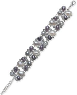 Inc International Concepts Silver-tone Imitation Pearl Teardrop Grid Bracelet, Only At Macy's