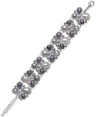 Inc International Concepts Silver-tone Imitation Pearl Teardrop Grid Bracelet, Only At Macy's