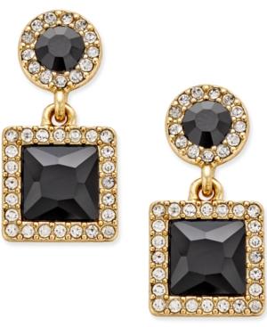 Charter Club Gold-tone Jet Crystal And Pave Square Drop Earrings, Only At Macy's