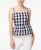 Maison Jules Cotton Gingham Peplum Top, Only At Macy's