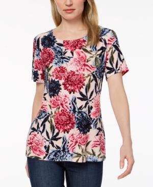 Jm Collection Printed Shirttail-hem Top, Created For Macy's