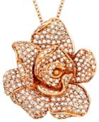 Pave Rose By Effy Diamond Flower Pendant Necklace In 14k Rose Gold (1/3 Ct. T.w.)