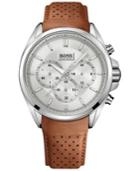 Hugo Boss Men's Chronograph Driver Brown Leather Strap Watch 44mm 1513118
