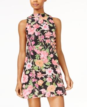 Speechless Juniors' Mock-neck Floral-print Dress