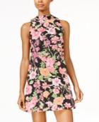 Speechless Juniors' Mock-neck Floral-print Dress