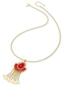 Thalia Sodi Gold-tone Red Stone Fringe Pendant Necklace, Only At Macy's