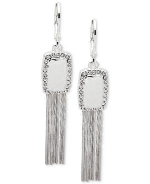 Nine West Silver-tone Pave Tassel Drop Earrings