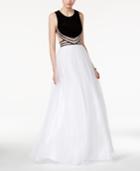 Blondie Nites Juniors' Embellished Colorblock Open-back Gown