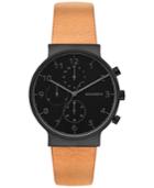 Skagen Men's Chronograph Ancher Tan Leather Strap Watch 40mm Skw6359