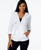 Style & Co. Petite Illusion-striped Hoodie, Only At Macy's