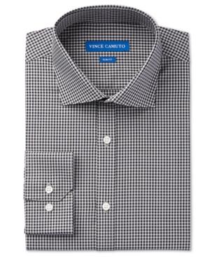 Vince Camuto Men's Slim-fit Navy/grey Gingham Dress Shirt