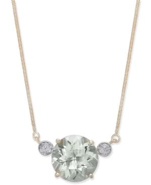 Green Quartz (5-3/4 Ct. T.w.) & Diamond Accent Pendant Necklace In 14k Gold