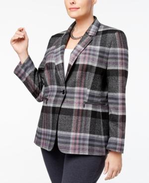 Tahari Asl Plus Size Plaid Blazer