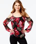 Inc International Concepts Printed Cold-shoulder Top, Only At Macy's
