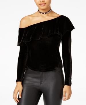 The Edit By Seventeen Juniors' Velvet Ruffle Blouse, Created For Macy's