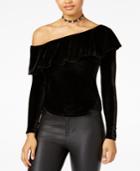 The Edit By Seventeen Juniors' Velvet Ruffle Blouse, Created For Macy's