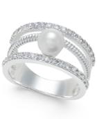Charter Club Silver-tone Crystal Imitation Pearl Ring, Only At Macy's