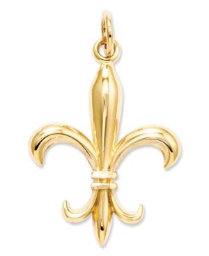 14k Gold Charm, Solid Fleur De Lis Charm