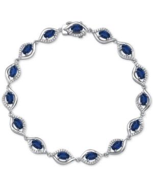 Sapphire (4-3/8 Ct. T.w.) & Diamond (1/2 Ct. T.w.) Link Bracelet In 14k White Gold(also Available In Emerald And Ruby)