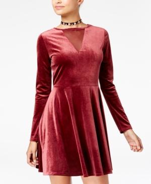 One Hart Juniors' Velvet Fit & Flare Dress, Created For Macy's