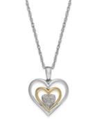 Diamond Accent Heart Pendant Necklace In 14k Gold And Sterling Silver