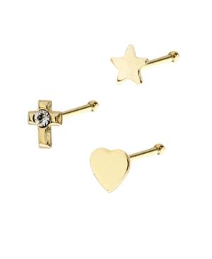 Bodifine 9 Carat Gold Cross Star Flower Nose Studs