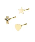 Bodifine 9 Carat Gold Cross Star Flower Nose Studs