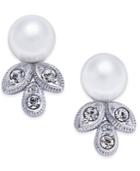 Danori Silver-tone Imitation Pearl And Crystal Stud Earrings, Only At Macy's