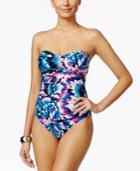 Calvin Klein Atlantis Strapless Floral-print One-piece Swimsuit Women's Swimsuit