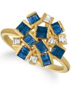 Le Vian Baguette Frenzy Blueberry Sapphires (1 1/5 Cttw) And Nude Diamonds (1/8 Cttw) Ring Set In 14k Gold