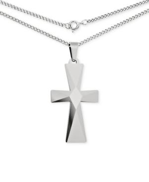 Men's Cross Pendant Necklace In Tungsten