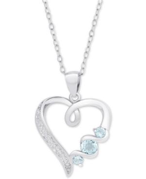 Blue Topaz Heart 18 Pendant Necklace (3/8 Ct. T.w.) In Sterling Silver