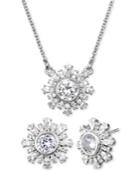 Jewel Badgley Mischka Crystal Flower 16 Pendant Necklace & Stud Earrings