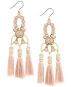 Lucky Brand Gold-tone Pink Stone & Tassel Chandelier Earrings, A Macy's Exclusive Style