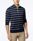 Greg Norman For Tasso Elba Men's 1/4 Zip Striped Pullover, Only At Macy's