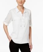 Calvin Klein Lace-up Roll-tab Blouse