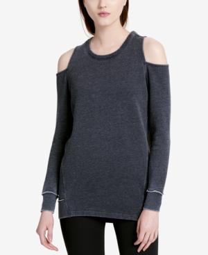 Calvin Klein Performance Distressed Cold-shoulder Sweatshirt