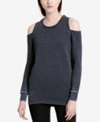 Calvin Klein Performance Distressed Cold-shoulder Sweatshirt