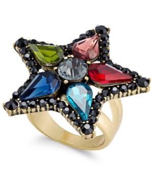 Anna Sui X Inc International Concepts Gold-tone Multi-stone Flower Ring, Created For Macy's