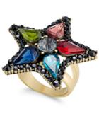 Anna Sui X Inc International Concepts Gold-tone Multi-stone Flower Ring, Created For Macy's