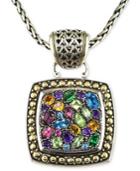 Balissima By Effy Multistone Square Pendant In Sterling Silver And 18k Gold